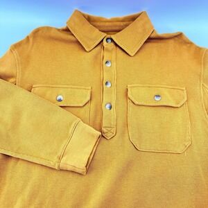 Duluth Trading Co Mens Size M Button Shirt Heavy Knit Mustard Gold Cotton